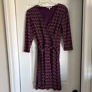 41 Hawthorn Purple Patterned 3/4 Sleeve Dress